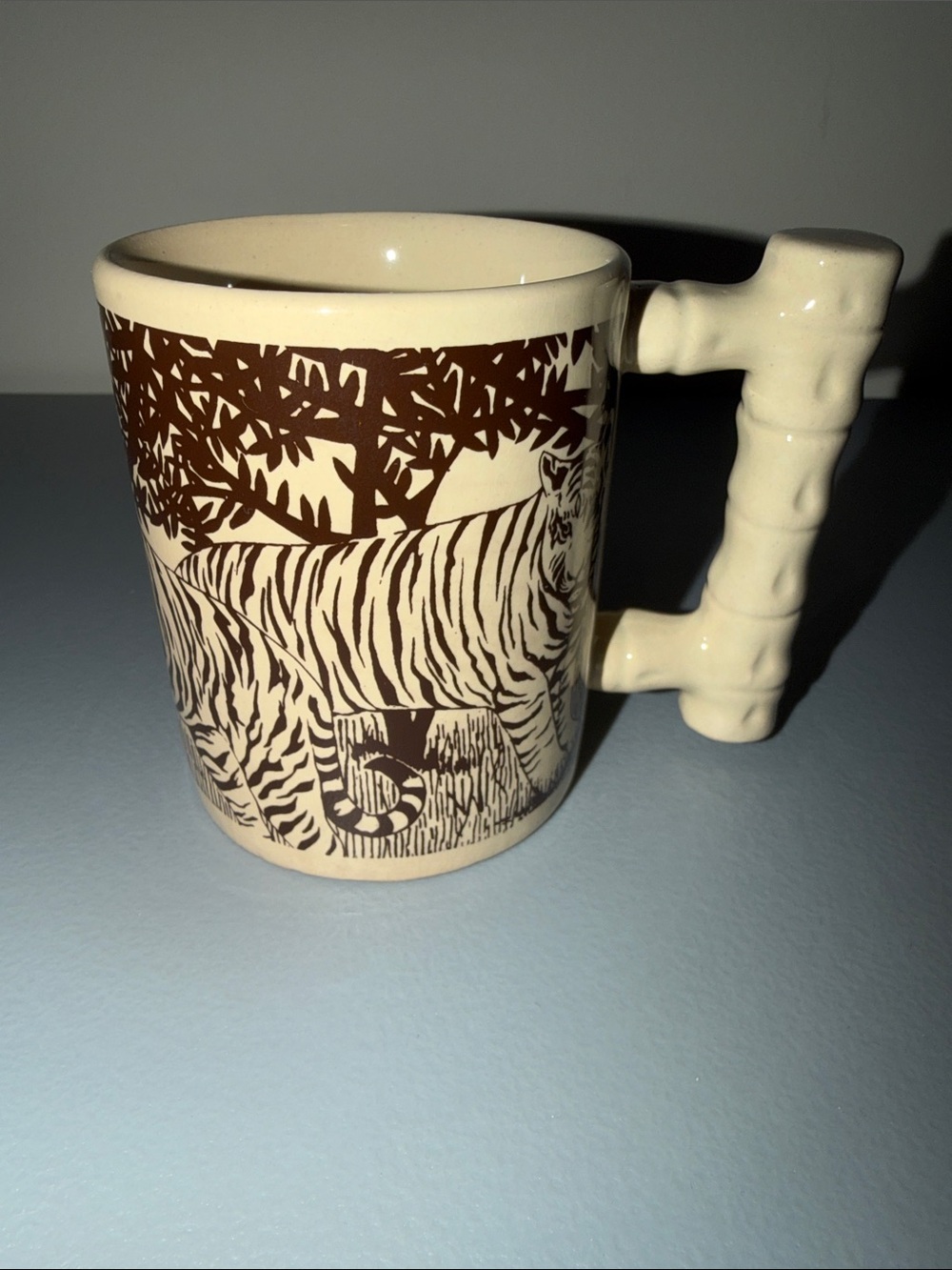 1970’s Arnart Royal Crown “Jungle Safari” Tiger Mug- Cream and Brown